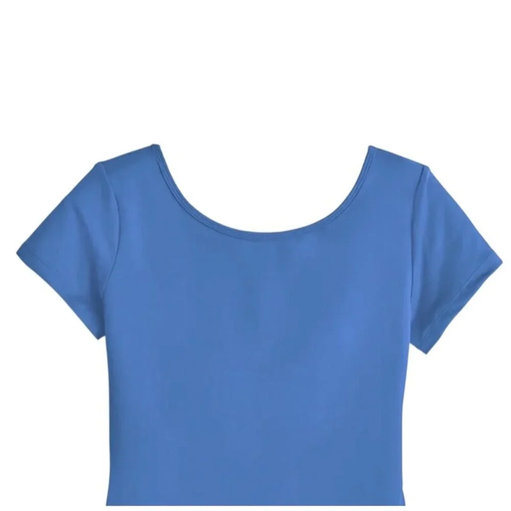 Capezio Childs I 6X-7 Leotard Cobalt Blue Short Sleeve Scoop Neck Dance